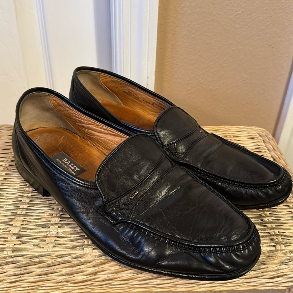 Bally Swiss Made Black Leather Penny Loafer Men's 10.5 D Dress Shoe